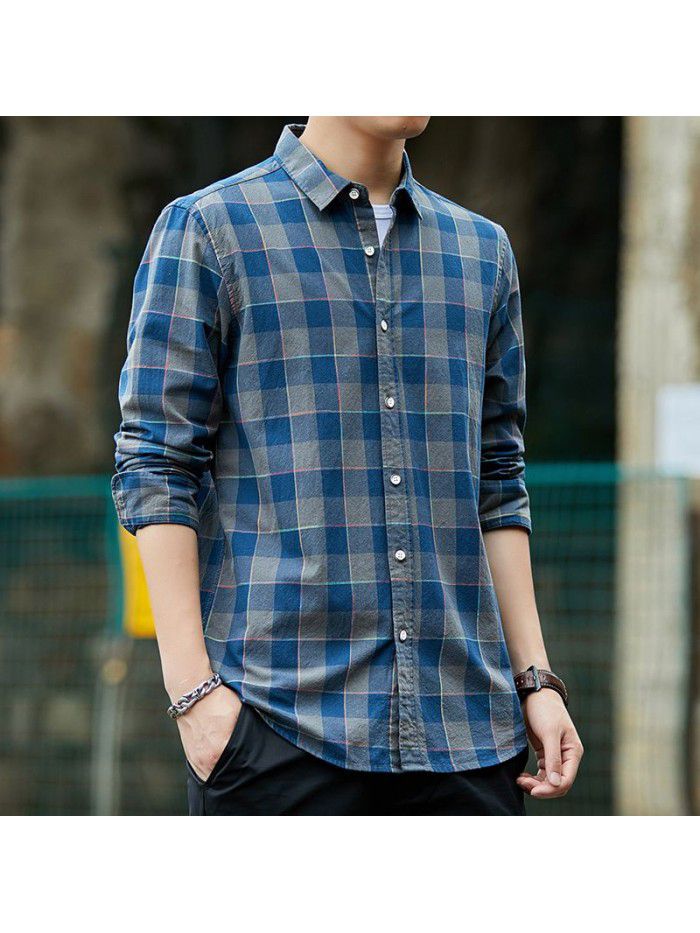Plaid Shirt Men's spring  new fashion fashion fashion brand spring and autumn long sleeve shirt casual Japanese men's coat 