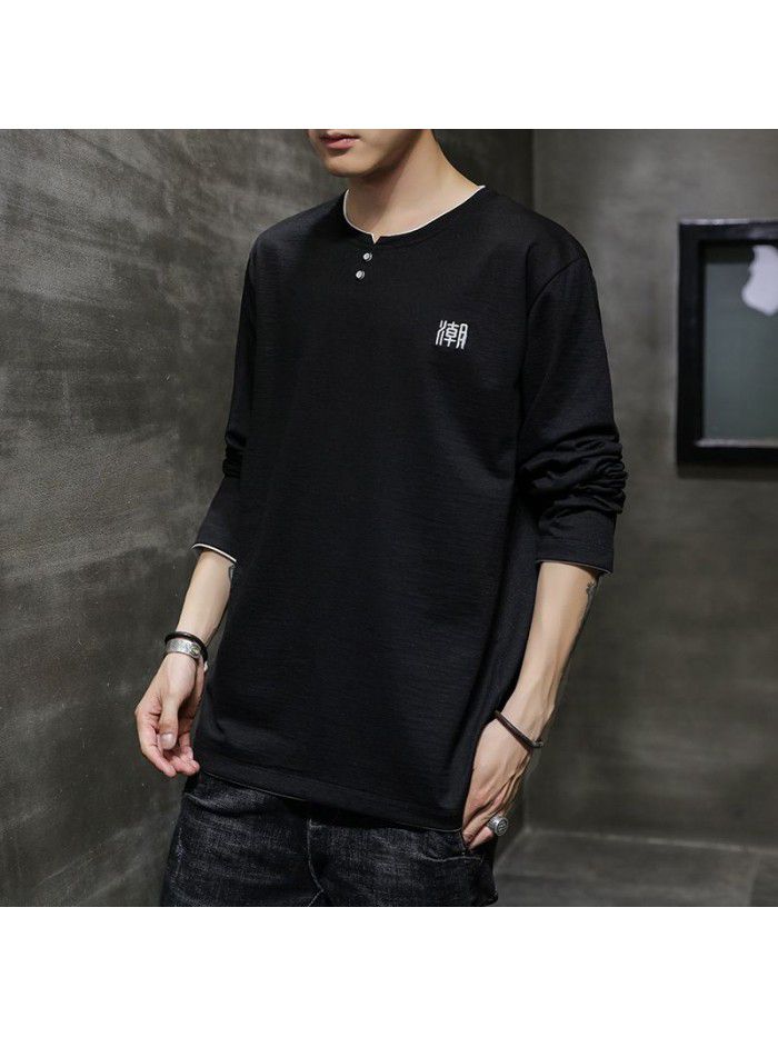  new men's long sleeve T-shirt Cotton autumn round neck body men's long sleeve base shirt fashion men's clothes 