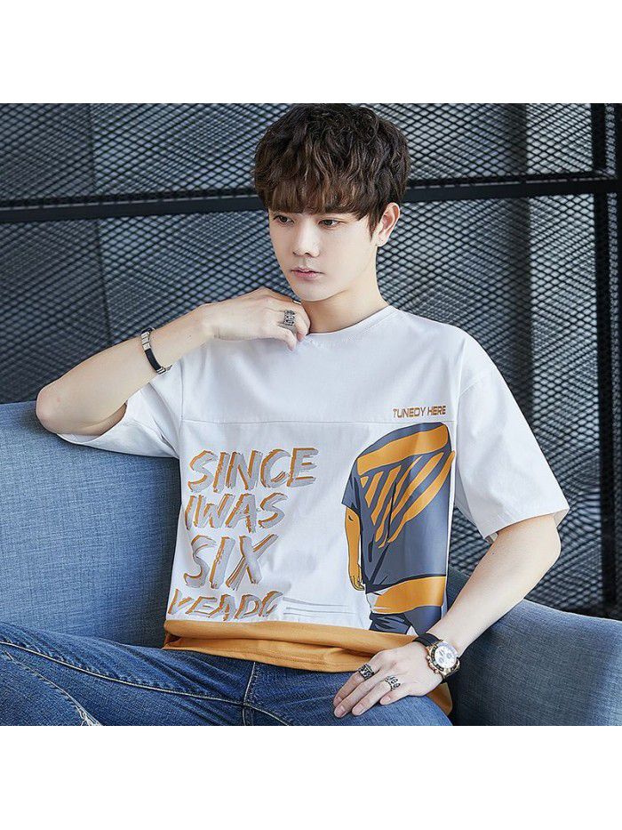  summer new short sleeve t-shirt men's fashion round neck half sleeve t-shirt men's casual thin top 