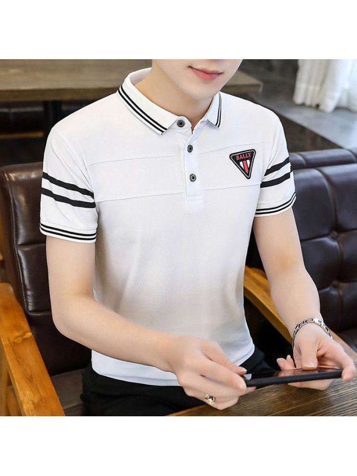  summer men's short sleeve polo shirt Korean slim Lapel thin short sleeve t-shirt men's casual top 