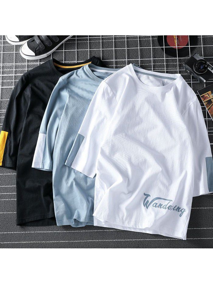 Breathable  new men's short sleeve T-shirt Summer Cotton sweat absorption large size loose half sleeve t-shirt men's fat 