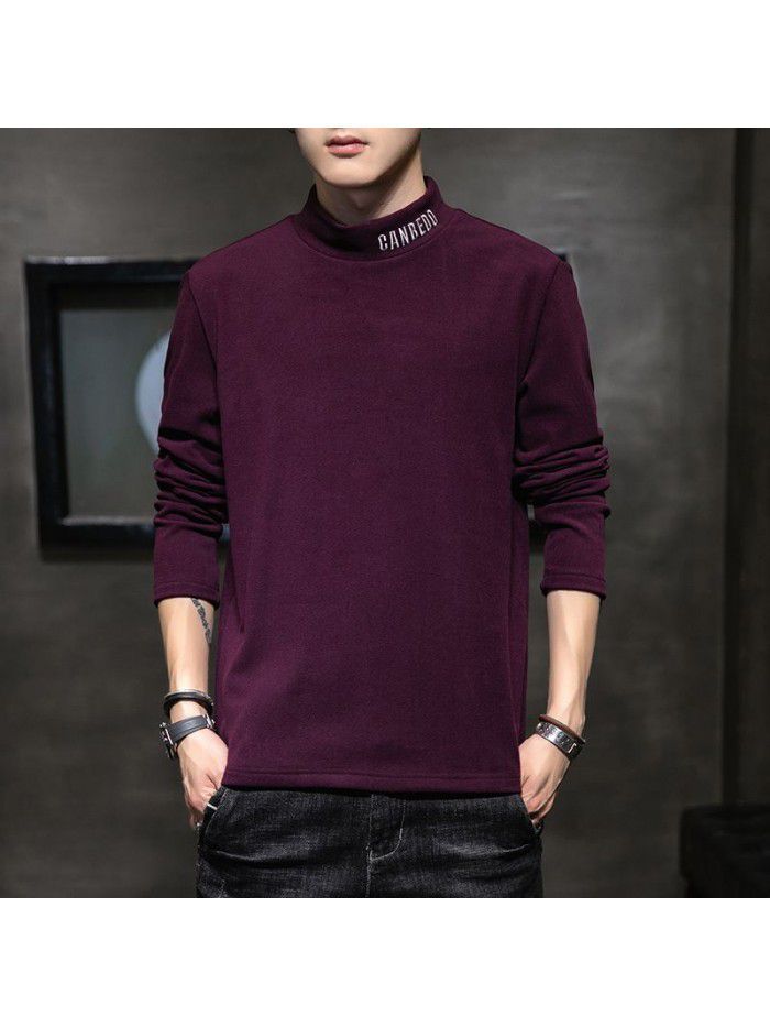  Weiyi men's Embroidery spring and autumn new long sleeve t-shirt men's Korean round neck top men's student 