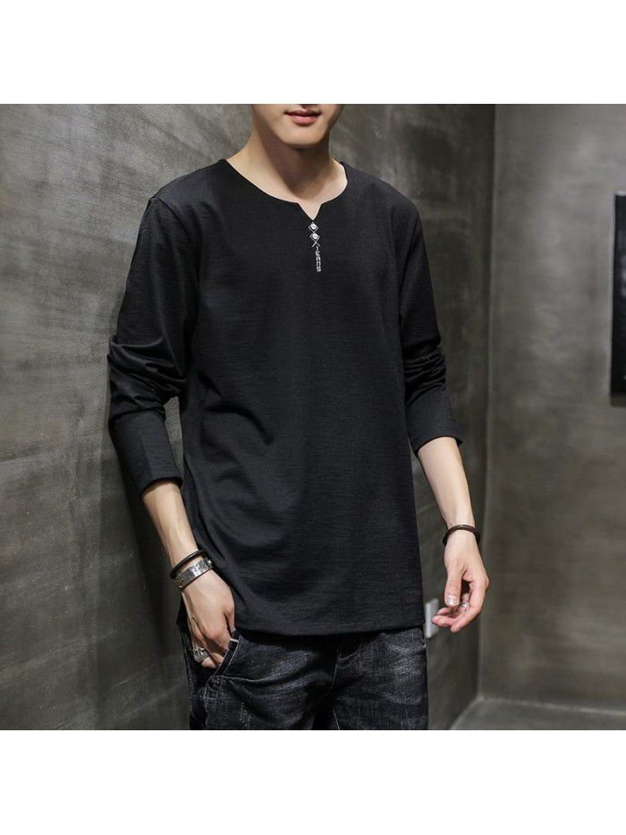  new men's long sleeve T-shirt Cotton autumn round neck body men's long sleeve base shirt fashion men's clothes 