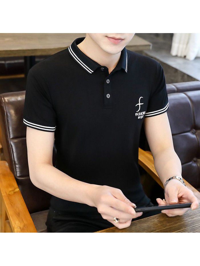  summer men's short sleeve polo shirt Korean slim Lapel thin short sleeve t-shirt men's casual top 