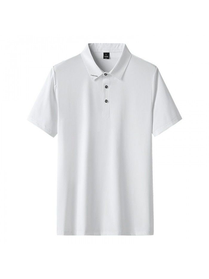 Ice cool men's short sleeve T-shirt half sleeve  summer large T-shirt Polo middle aged Dad 