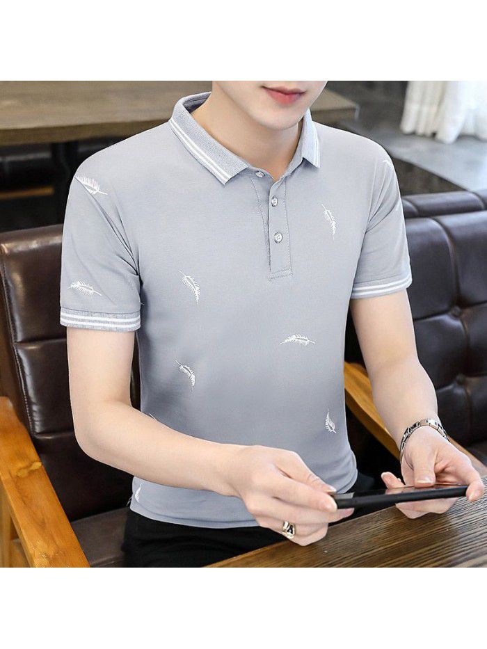  summer men's short sleeve polo shirt Korean slim Lapel thin short sleeve t-shirt men's casual top 