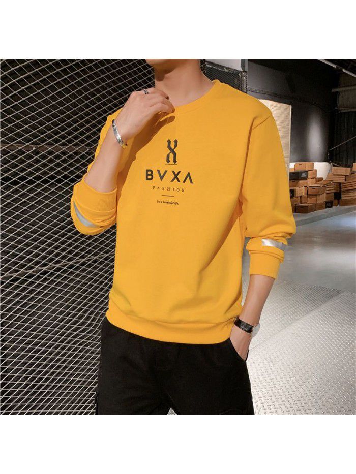 Men's T-shirt, long sleeve round neck, men's wear  new autumn trend, Korean base shirt 