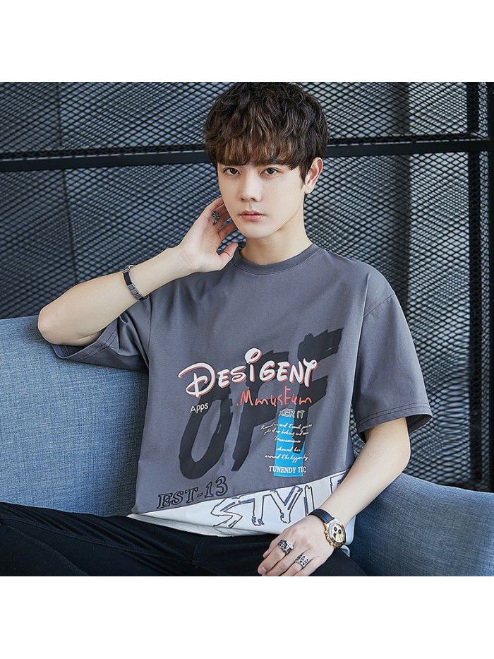  summer new short sleeve t-shirt men's fashion round neck half sleeve t-shirt men's casual thin top 