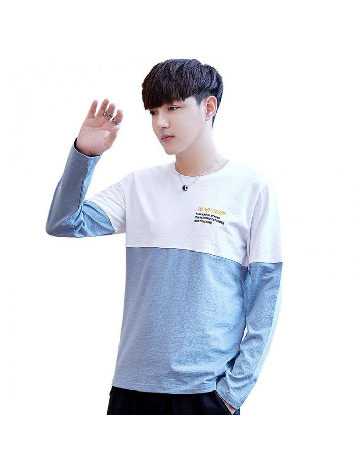  long sleeve t-shirt men's round neck simple and versatile autumn cotton casual long sleeve t-shirt men's youth fashion 