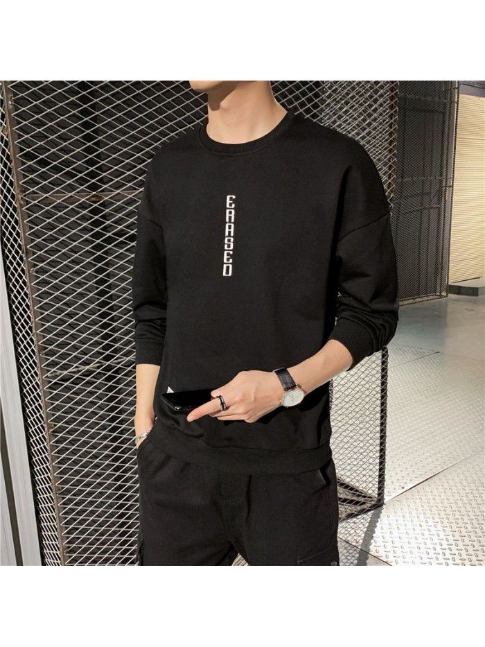 Men's T-shirt, long sleeve round neck, men's wear  new autumn trend, Korean base shirt 