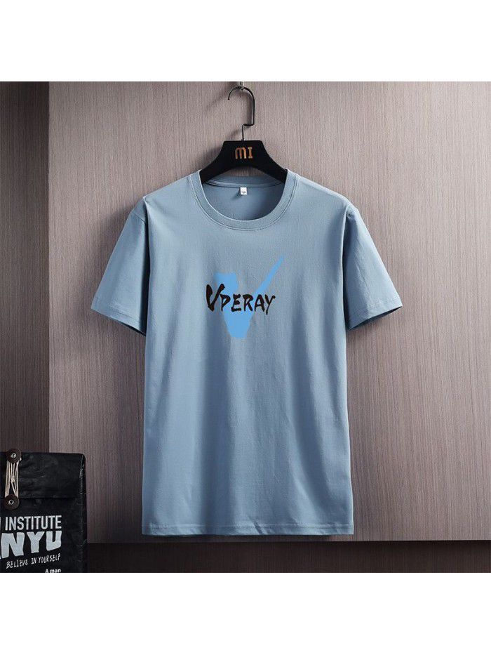 Breathable  summer new men's short sleeve T-shirt cotton half sleeve large men's T-shirt Korean top student 