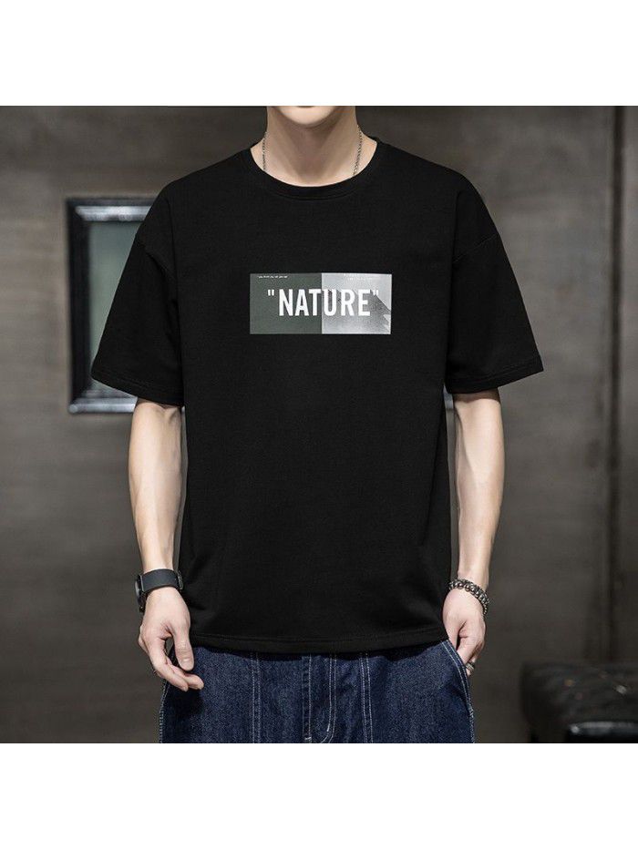 Breathable short sleeve t-shirt men's  summer new men's cotton casual loose half sleeve t-shirt men's wear 