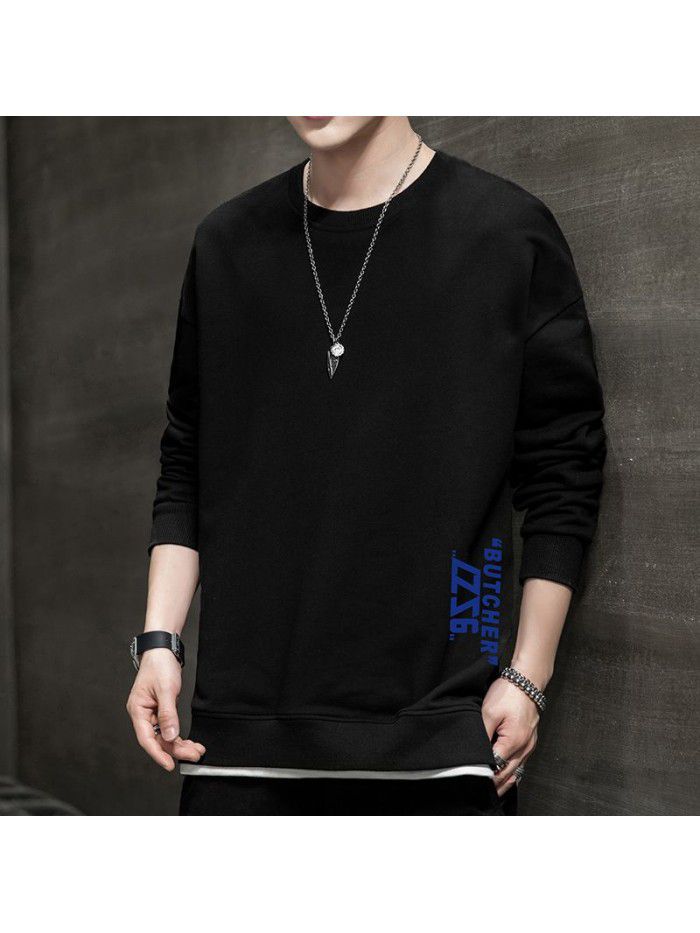  popular long sleeve t-shirt men's fashion Little Daisy loose round neck tooling Inst shirt men's National Fashion Top 