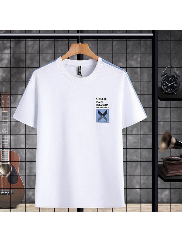 Breathable  new men's short sleeve T-shirt Summer Cotton sweat absorption large size loose half sleeve t-shirt men's fat 