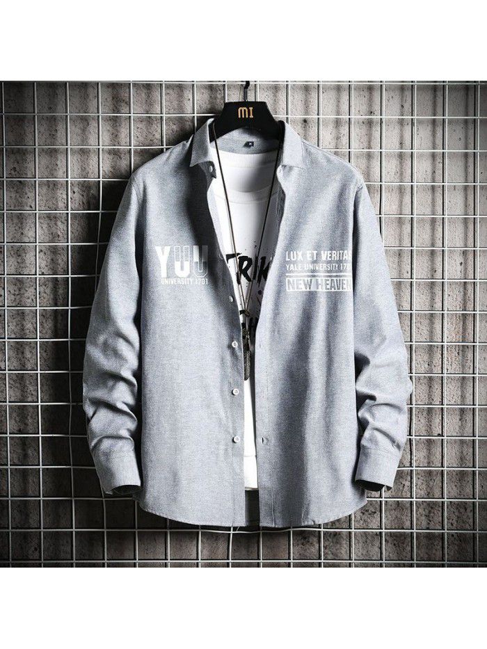  spring new men's shirt Korean fashion Slim Fit Shirt Men's fashion Lapel cardigan men's top 
