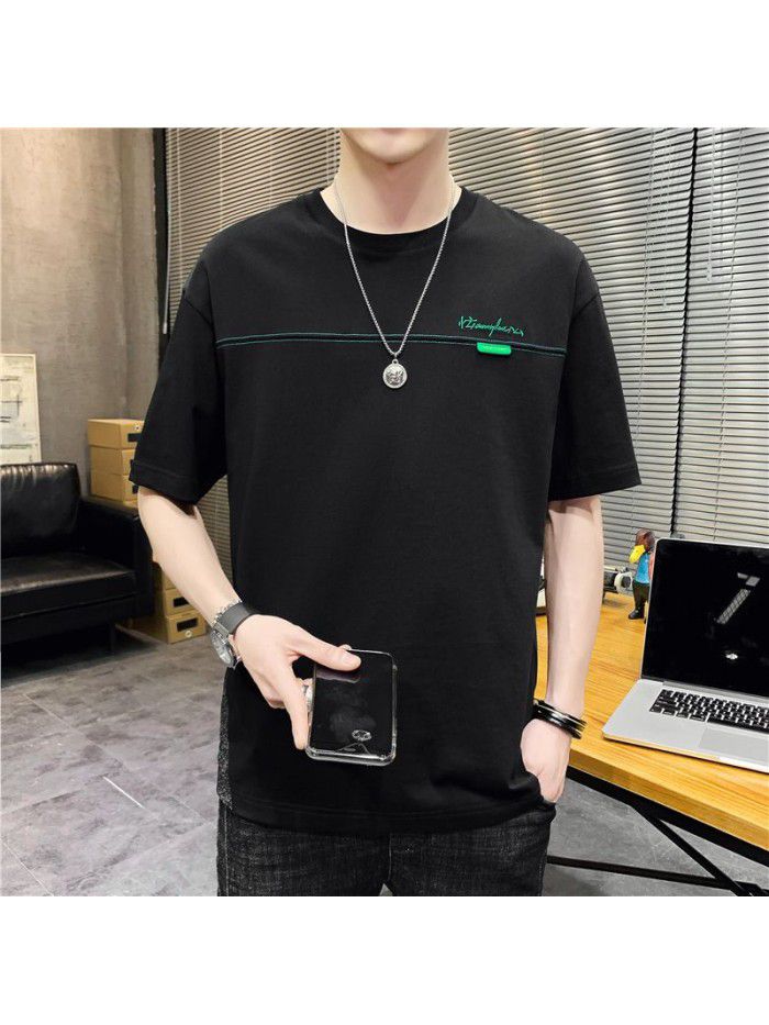  summer new student leisure T-shirt youth round neck short sleeve men's t-shirt men's versatile top 