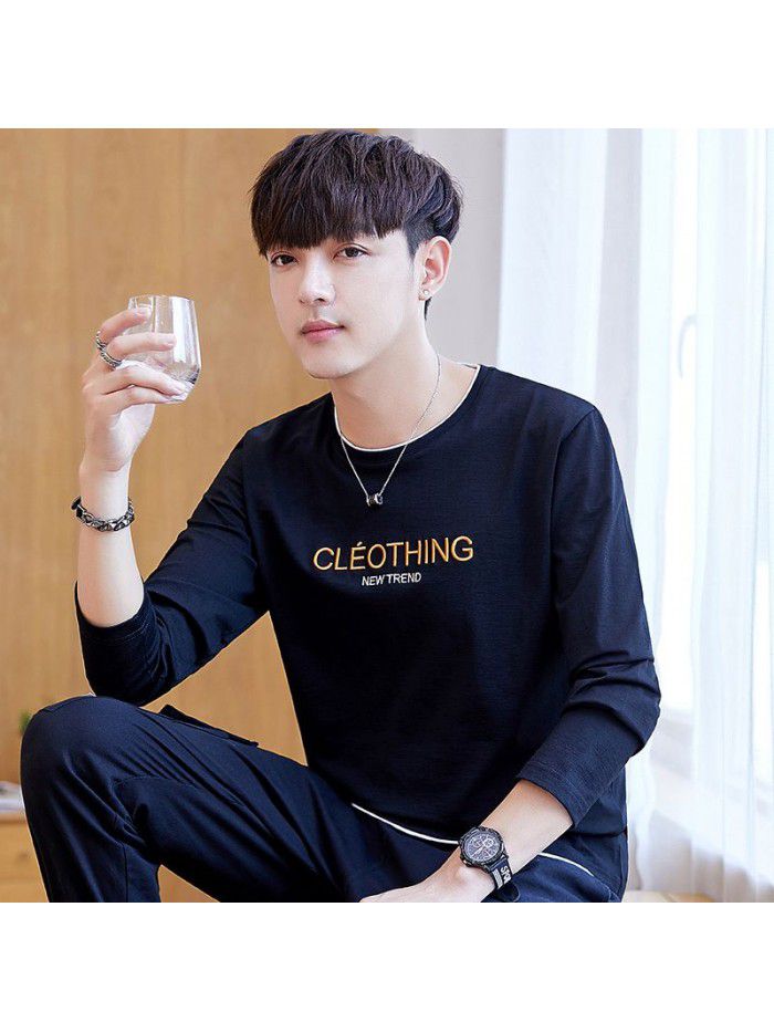  long sleeve t-shirt men's round neck simple and versatile autumn cotton casual long sleeve t-shirt men's youth fashion 
