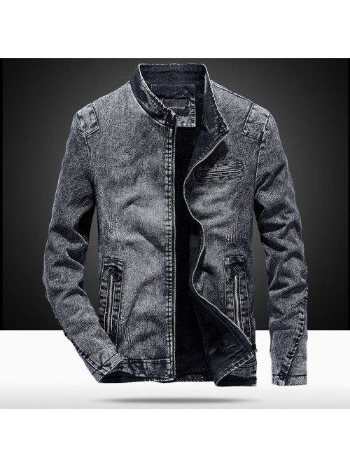 Men's Plush denim jacket autumn and winter  n...