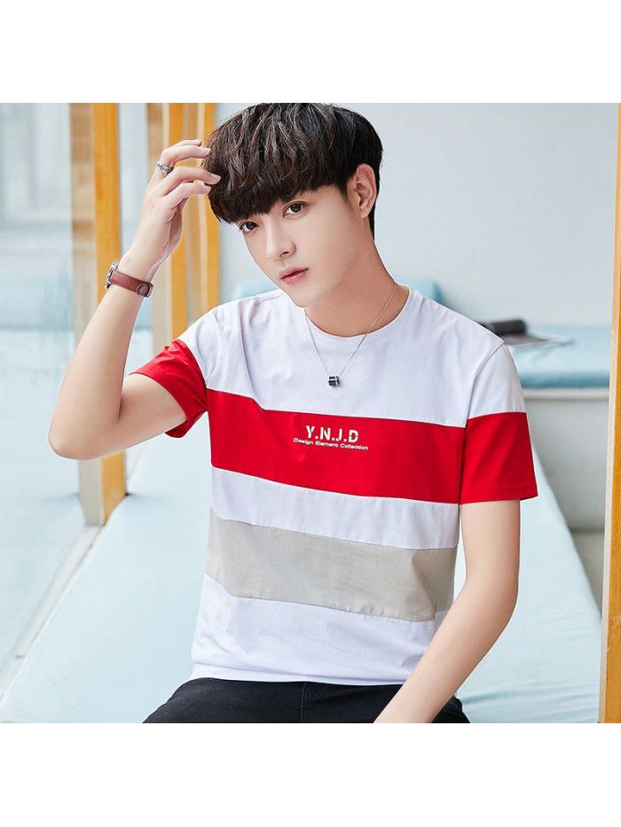  men's short sleeve t-shirt men's half sleeve men's round neck Pullover short sleeve T-shirt Korean fashion men's slim T-shirt 
