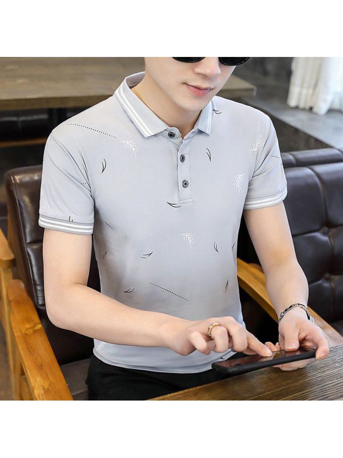  summer men's short sleeve polo shirt Korean slim Lapel thin short sleeve t-shirt men's casual top 