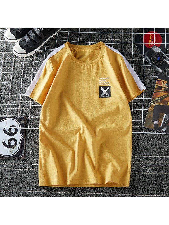 Breathable  new men's short sleeve T-shirt Summer Cotton sweat absorption large size loose half sleeve t-shirt men's fat 