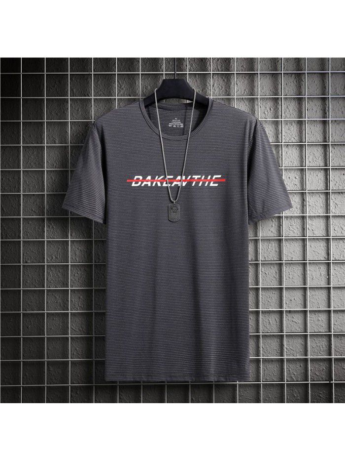 Ice cool and breathable short sleeve t-shirt men's quick drying mesh large air conditioner elastic summer men's T-shirt half sleeve 