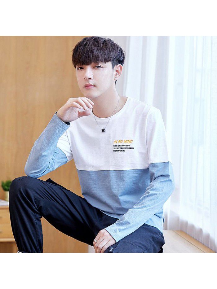  long sleeve t-shirt men's round neck simple and versatile autumn cotton casual long sleeve t-shirt men's youth fashion 