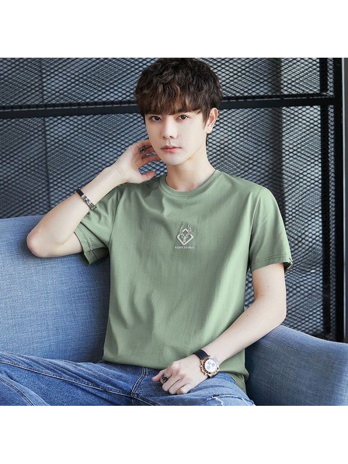  spring men's short sleeve T-shirt national tide cotton half sleeve round neck Pullover t-shirt men's casual top 