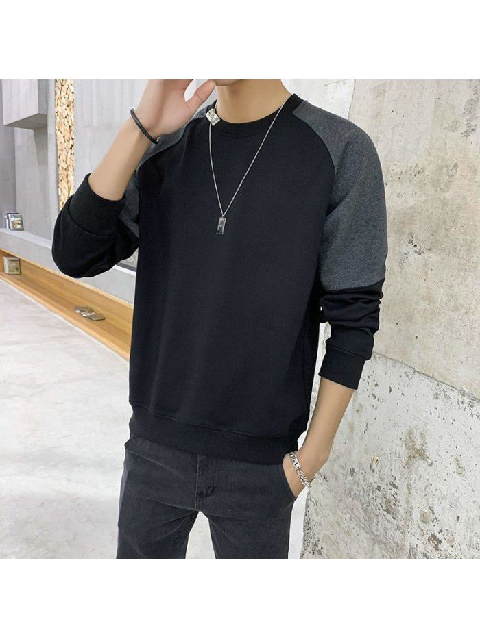 Weiyi men's  autumn new men's wear Korean fashion loose round neck bottom shirt Hong Kong Style youth student trend 
