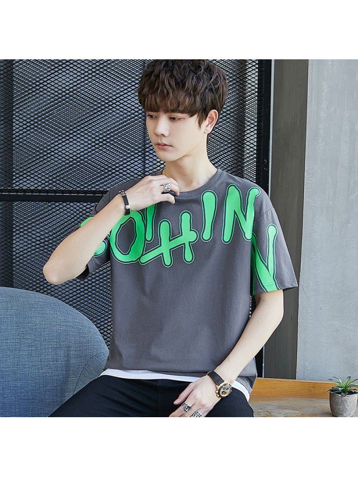  summer new men's T-shirt cotton short sleeve fashion brand men's loose youth half sleeve t-shirt men's wear 