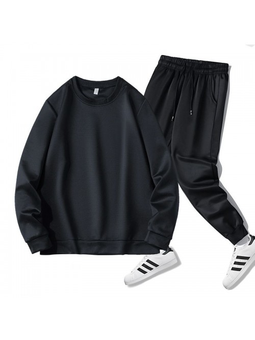 Long sleeve round neck sweater suit men's lei...