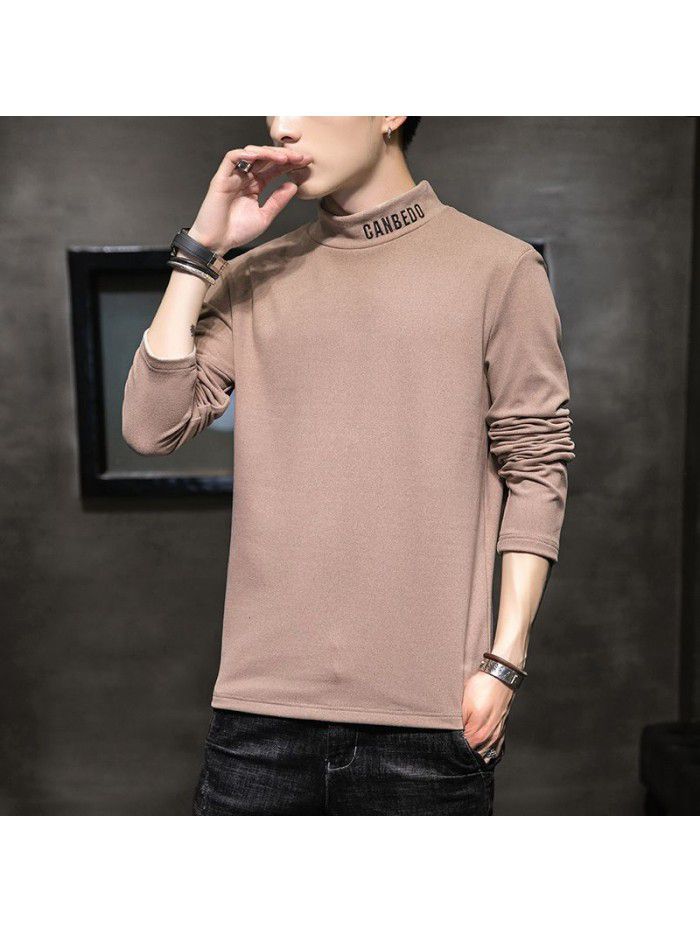  Weiyi men's Embroidery spring and autumn new long sleeve t-shirt men's Korean round neck top men's student 