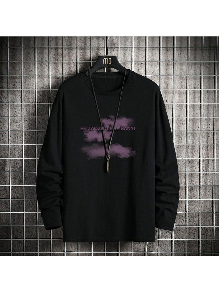 autumn new long sleeve t-shirt men's Korean round neck trend slim casual base coat men's fashion 