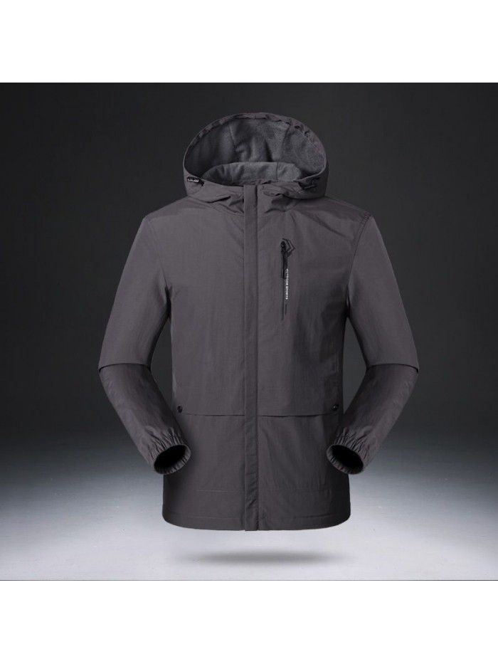 Spring and autumn stormsuit men's breathable thin velvet outdoor suit mountaineering suit logo windbreaker waterproof jacket men's coat 