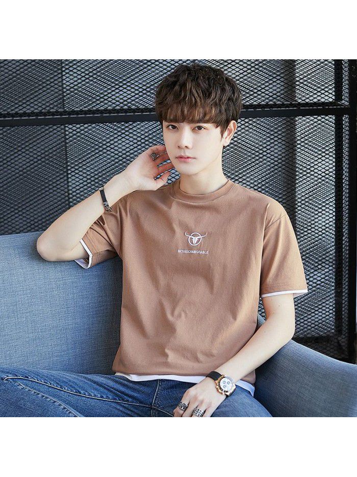  summer new men's T-shirt cotton short sleeve fashion brand men's loose youth half sleeve t-shirt men's wear 