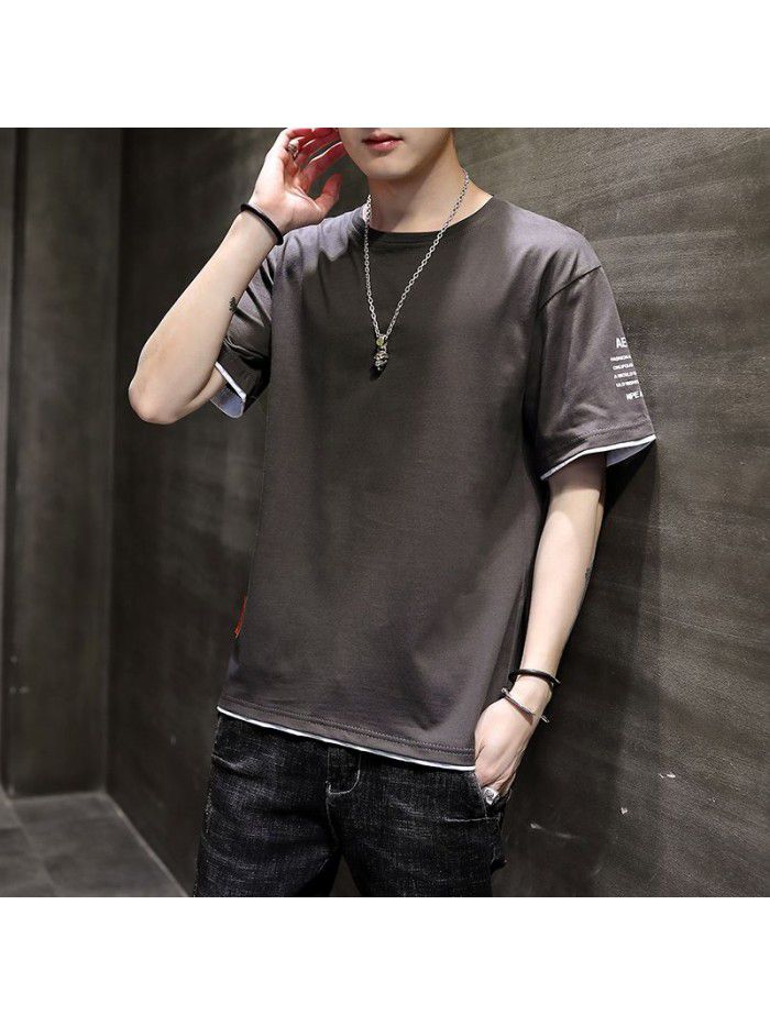 Men's short sleeve T-shirt fashion brand half sleeve men's  new summer loose and considerate student 