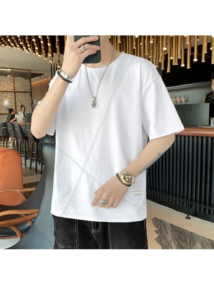 Men's Cotton Short Sleeve T-Shirt  new half sleeve Korean men's base shirt fashion men's loose and compassionate students 