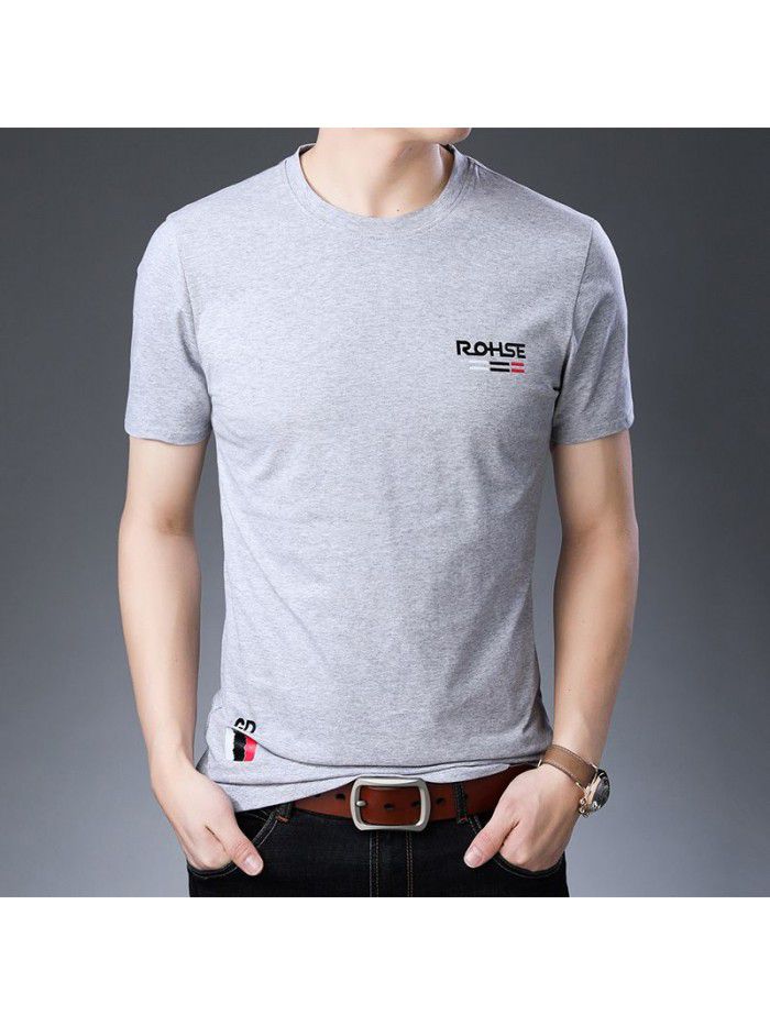 Breathable short sleeve t-shirt men's summer half sleeve T-shirt young and middle-aged men's round neck slim father's dress 