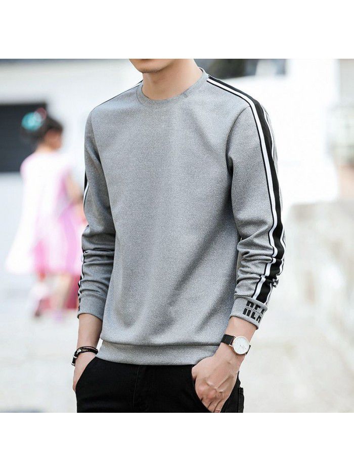 Men's T-shirt with long sleeves and round collar for men's wear 