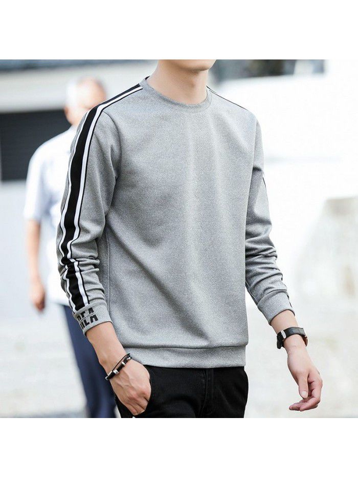 Men's T-shirt with long sleeves and round collar for men's wear 