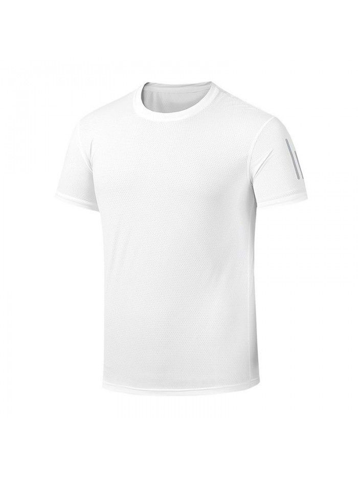 Ice cool and breathable short sleeve t-shirt men's mesh quick drying air conditioner elastic summer large T-shirt half sleeve fashion 