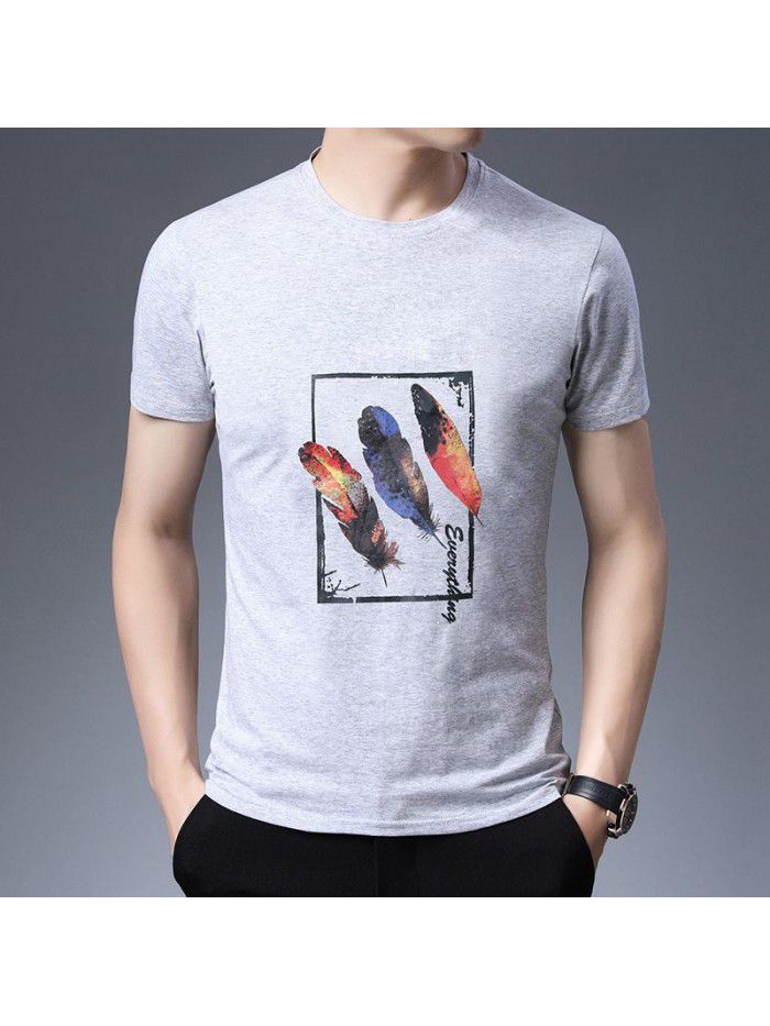 Breathable summer short sleeve t-shirt men's  new T-shirt half sleeve men's undergarment middle-aged and young dad's dress 
