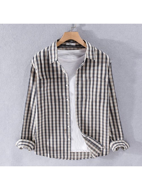In spring and autumn, men's small Plaid liter...