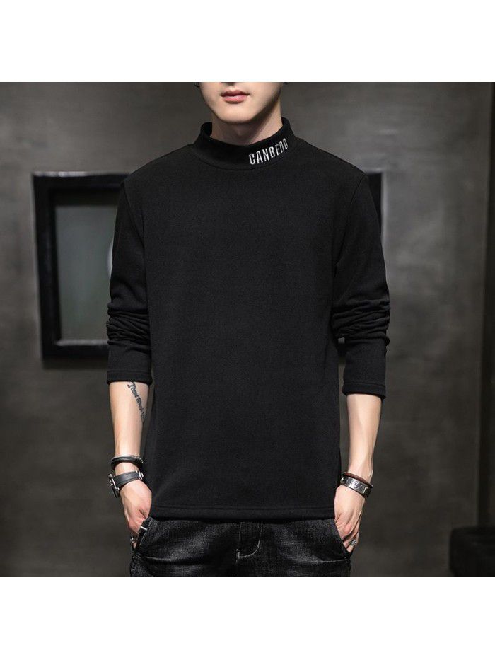  Weiyi men's Embroidery spring and autumn new long sleeve t-shirt men's Korean round neck top men's student 
