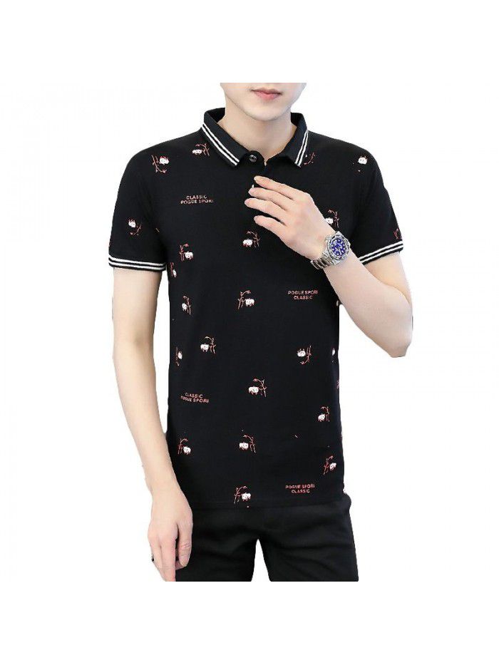  summer men's short sleeve polo shirt Korean slim Lapel thin short sleeve t-shirt men's casual top 