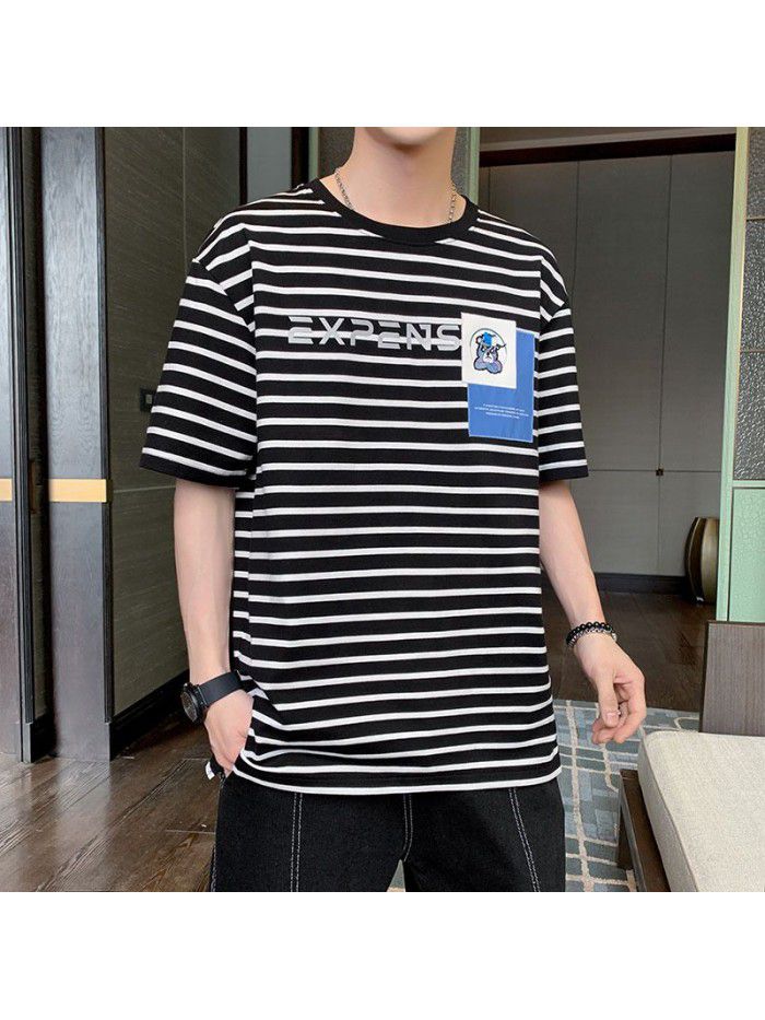 Cotton short sleeve t-shirt men's wear Korean round neck casual loose T-shirt  summer fashion new top T-shirt 