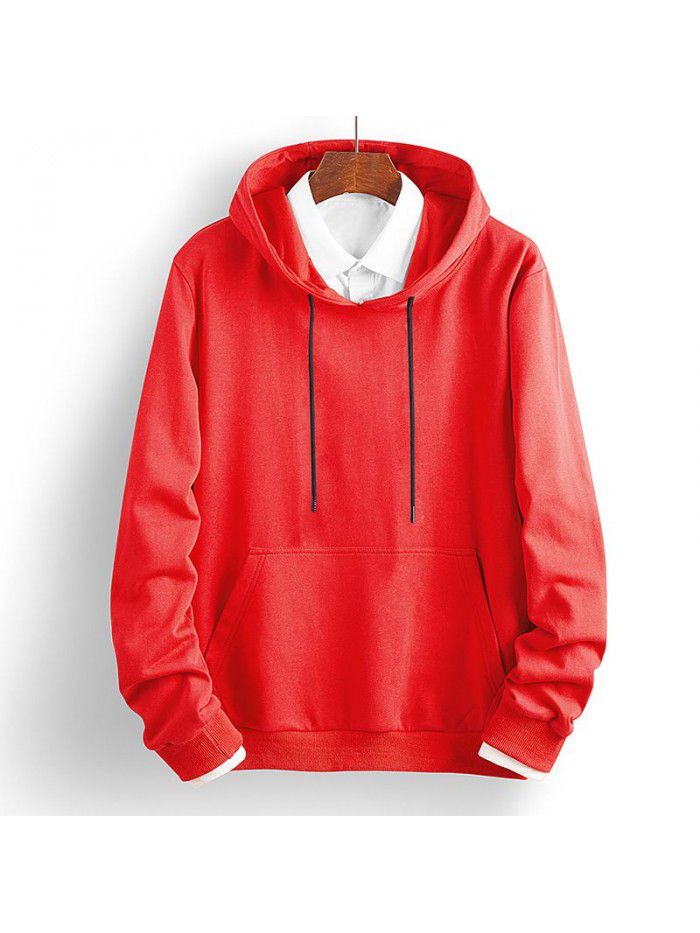 Spring and autumn new sweater men's casual men's coat solid color hooded Pullover trend young students 