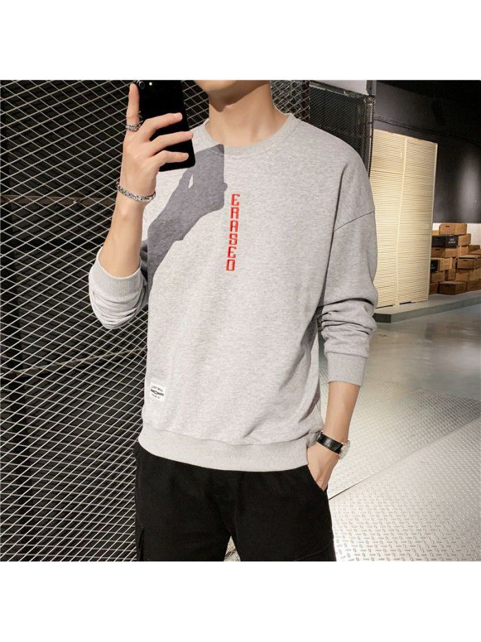Men's T-shirt, long sleeve round neck, men's wear  new autumn trend, Korean base shirt 