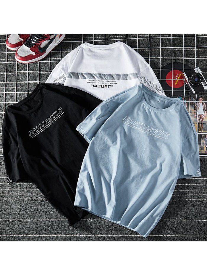 Breathable  new men's short sleeve T-shirt Summer Cotton sweat absorption large size loose half sleeve t-shirt men's fat 