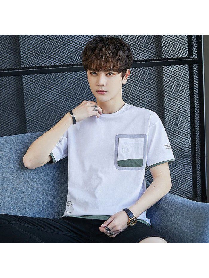  summer new men's T-shirt cotton short sleeve fashion brand men's loose youth half sleeve t-shirt men's wear 